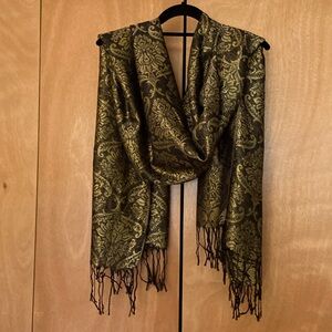 Gold Metallic and Black Scarf